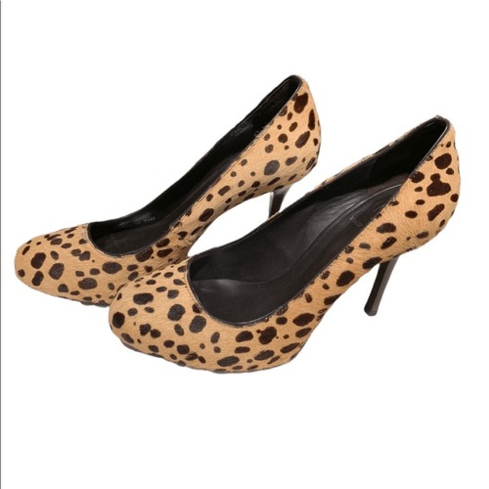 Tory Burch Cheetah Animal Pattern Heels w/ Concealed Platform Bovine Hair Sz 7.5 - Picture 4 of 11